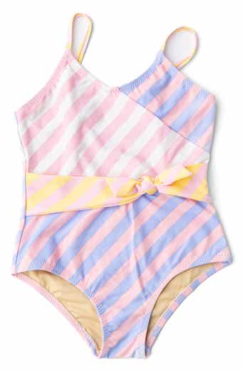 Shade Critters Kids' Pastel Stripe Faux Wrap One-Piece UPF 50+ Swimsuit
