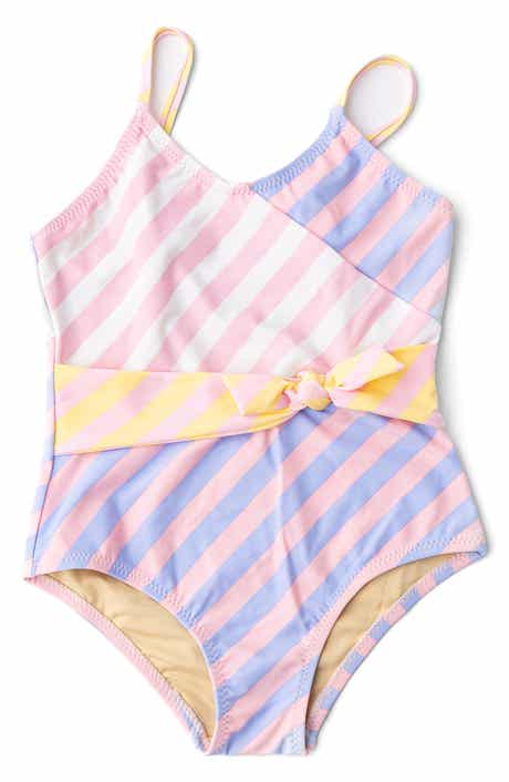 Shade Critters Kids' Pastel Stripe Faux Wrap One-Piece UPF 50+ Swimsuit