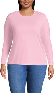 Lands' End Plus Size Relaxed Supima Cotton Long Sleeve Crew Neck T-Shirt