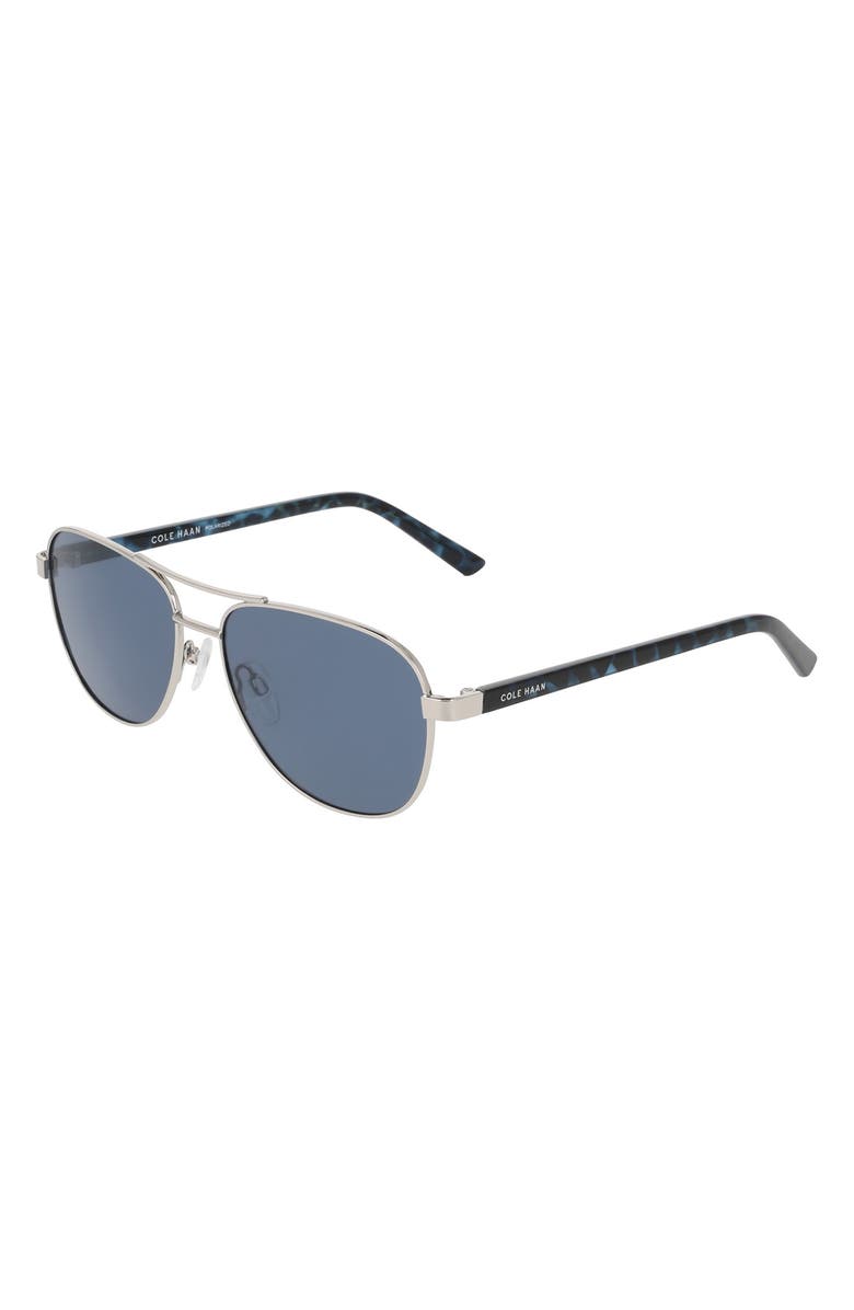 Cole Haan 55mm Aviator Sunglasses, Alternate, color, Silver