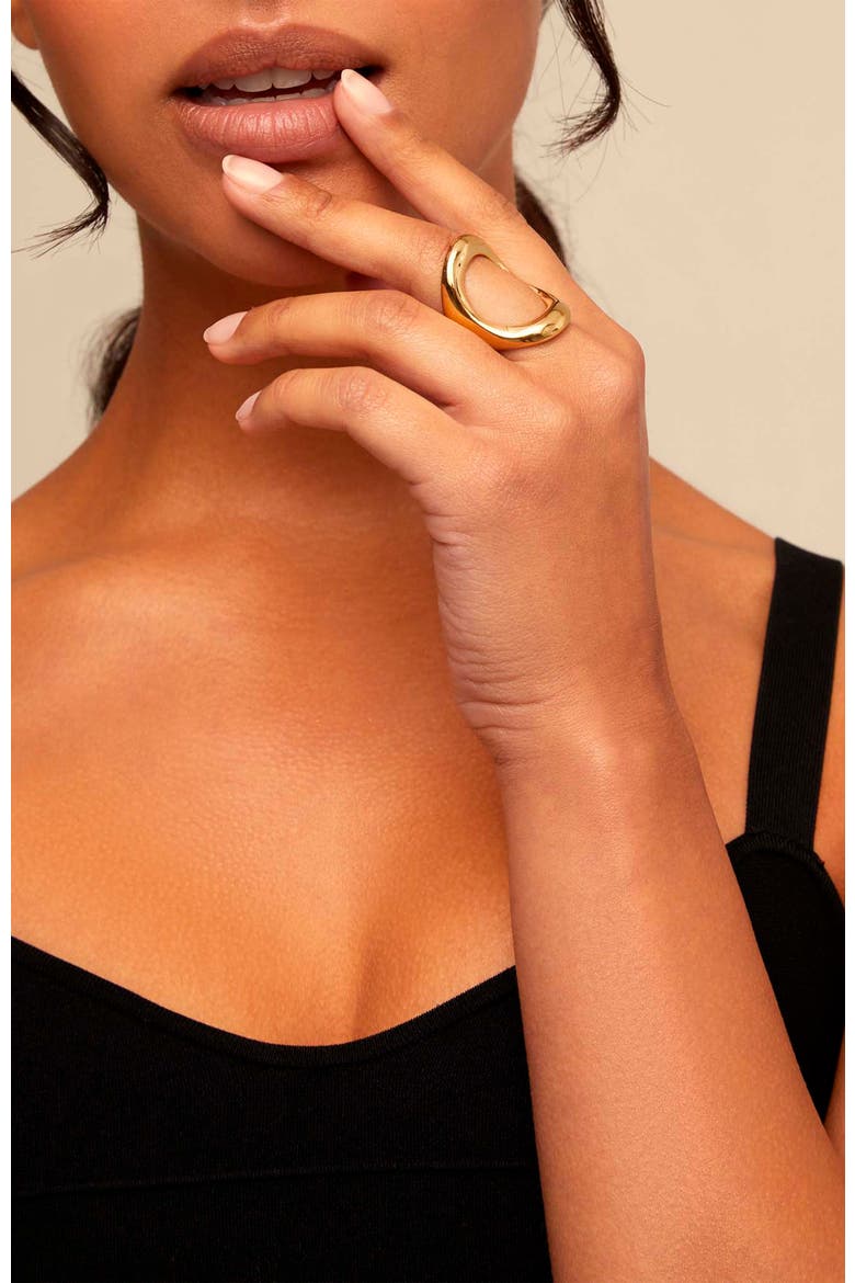 Open Oval Ring, Alternate, color, Gold