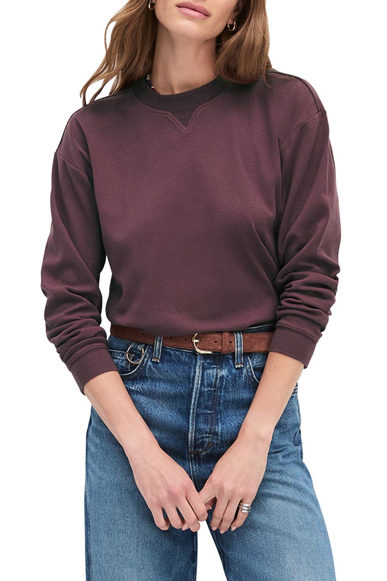 The Everyday Long Sleeve Cotton T-Shirt, Main, color, BURGUNDY DAHLIA