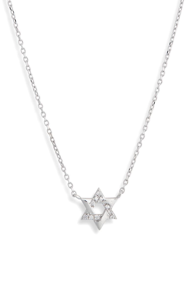 Love Letter Pavé Diamond Star of David Necklace, Main, color, SILVER