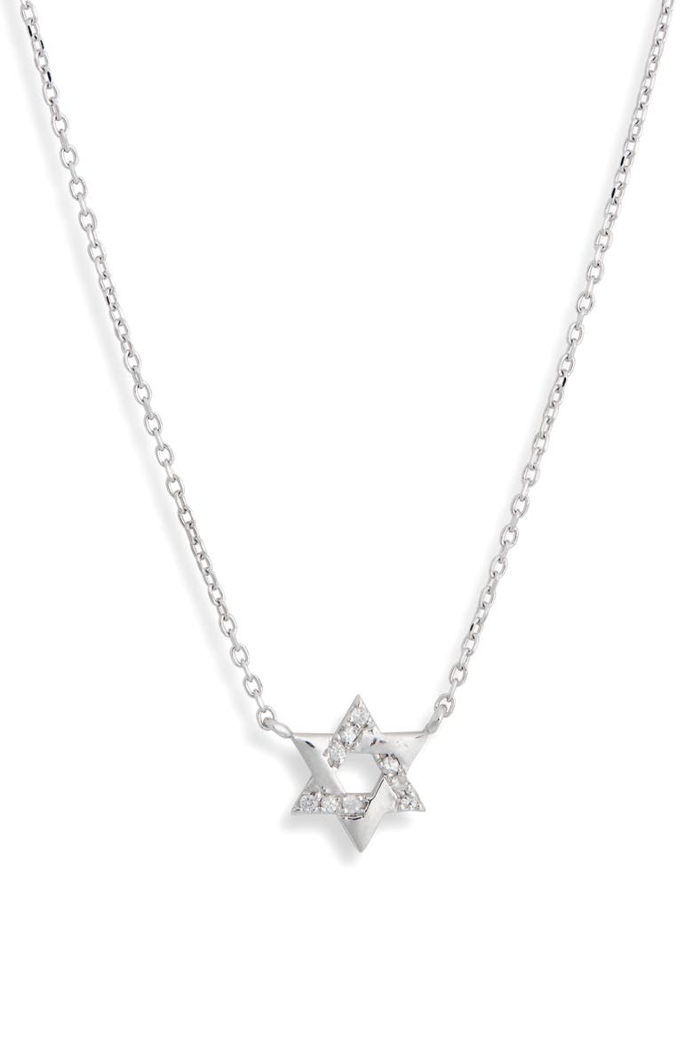 Anzie Love Letter Pavé Diamond Star of David Necklace, Main, color, Silver