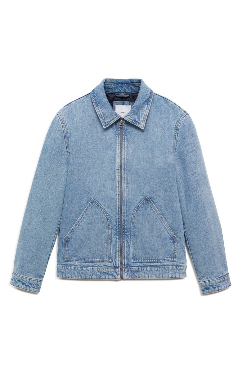 MANGO Lined Zip Denim Jacket, Alternate, color,