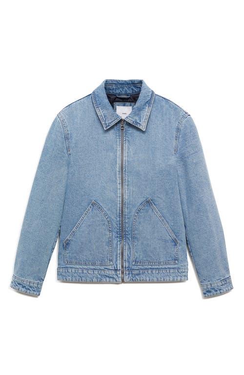 Mango Lined Zip Denim Jacket In Medium Blue