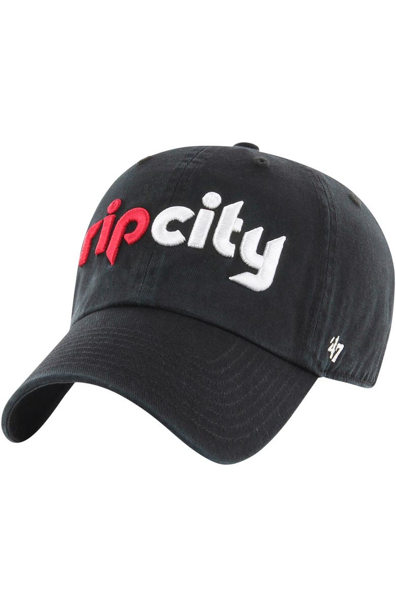'47 Men's '47 Black Portland Trail Blazers Core Wordmark Clean Up Adjustable Hat, Main, color, 