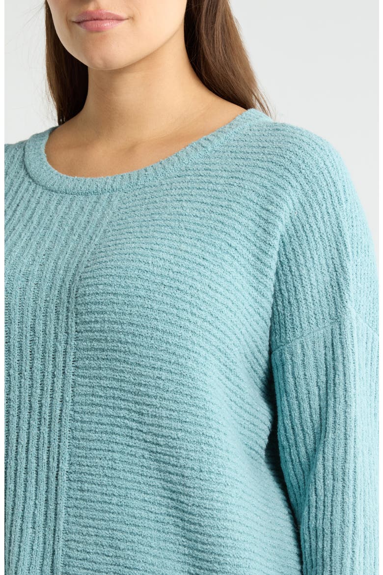 Crewneck Rib Organic Cotton Blend Sweater, Alternate, color, SEAFOAM