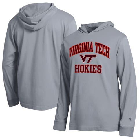 Men's Champion  Heather Gray Virginia Tech Hokies High Motor All-Star Long Sleeve Hooded T-Shirt