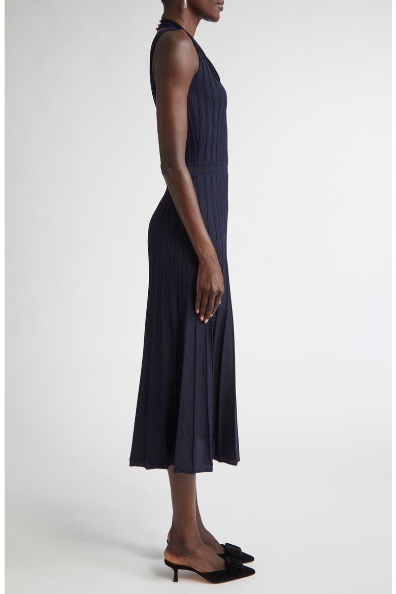 Diagonal Knit Fit & Flare Dress, Alternate, color, NAVY
