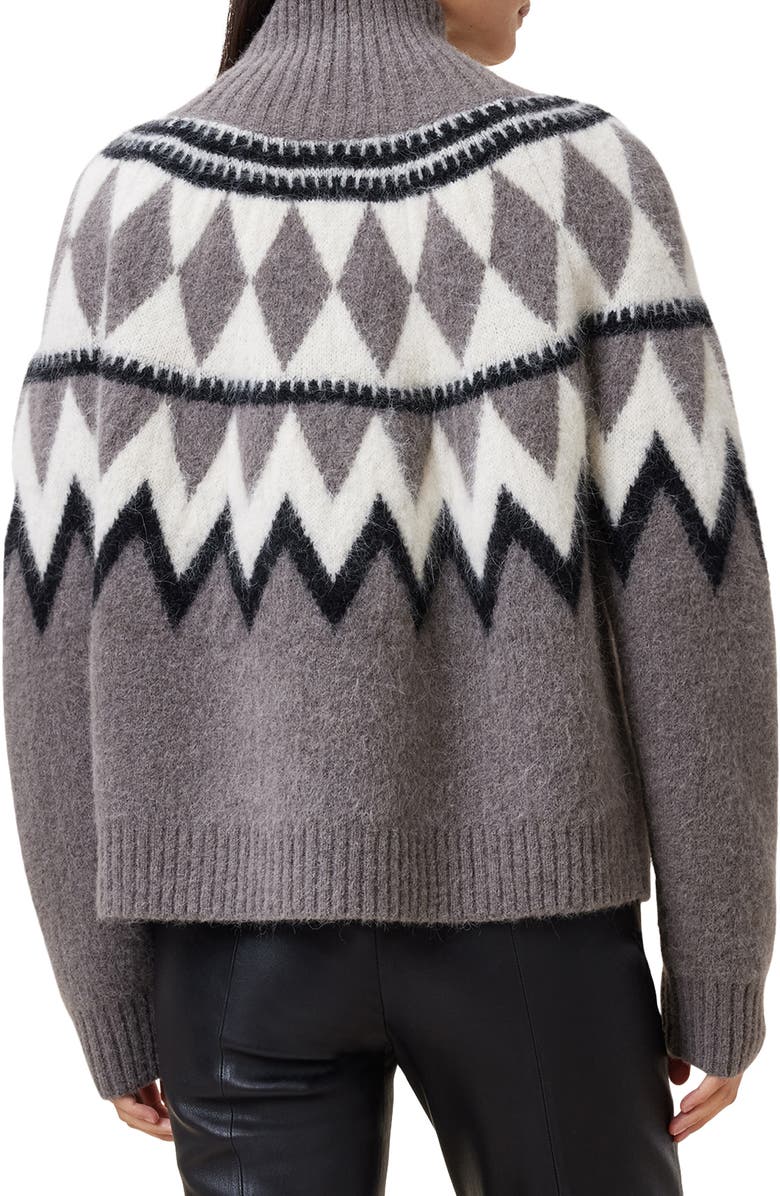 AllSaints Tara Fair Isle Alpaca & Wool Blend Turtleneck Sweater, Alternate, color,