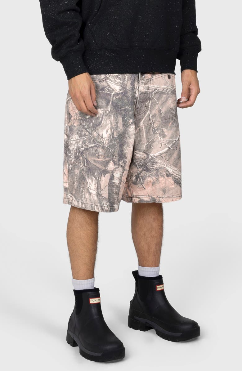 PLEASURES Hunt Canvas Shorts, Alternate, color, Sand Camo
