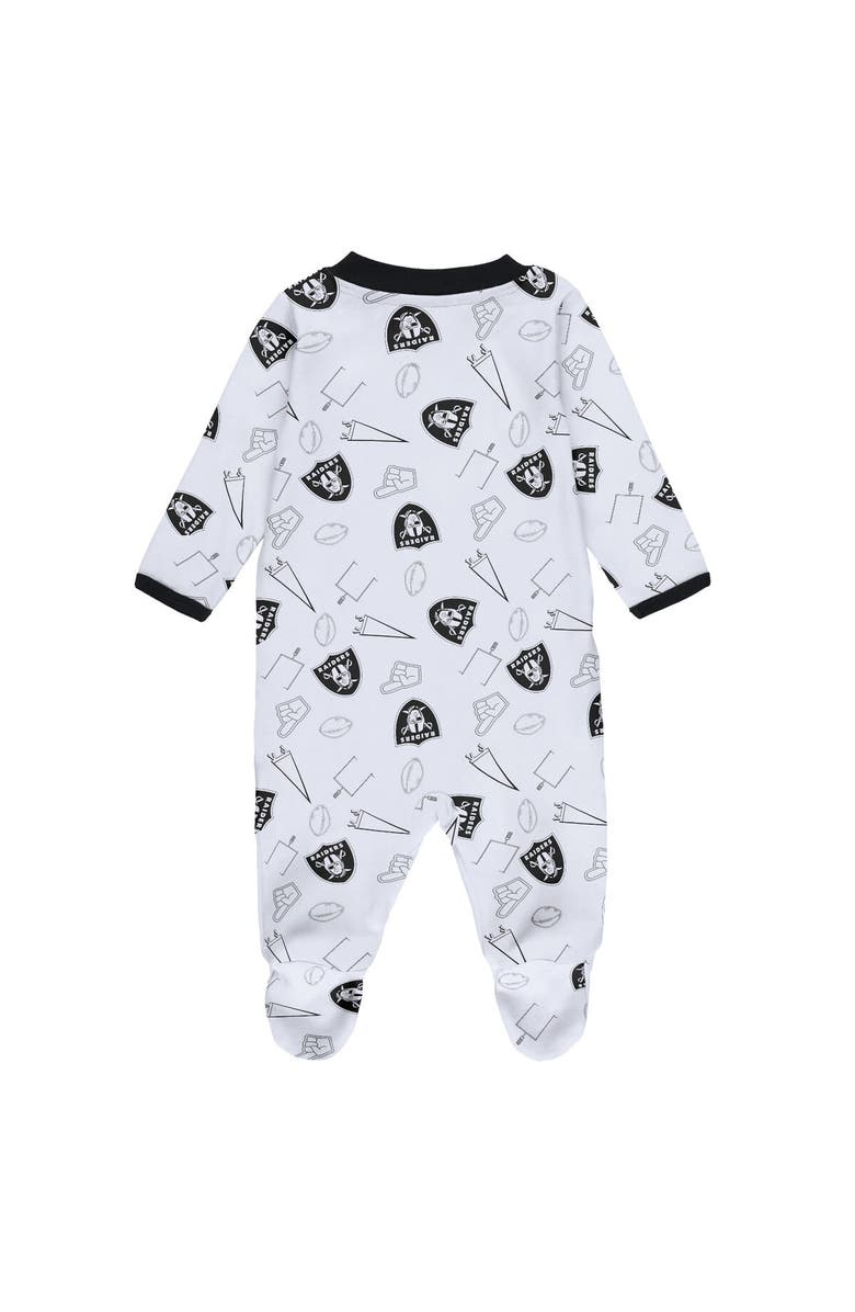 WEAR by Erin Andrews Newborn & Infant WEAR by Erin Andrews White Las Vegas Raiders Sleep & Play Full-Zip Sleeper & Bib Set, Alternate, color, 