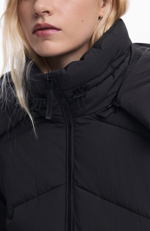 Desigual Quilted Puffer Coat With Removable Hood In Black