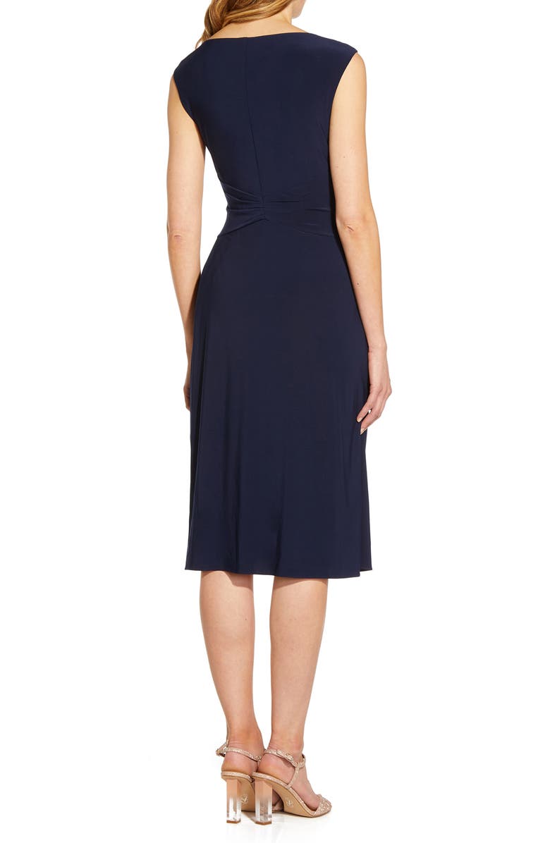 Adrianna Papell Asymmetric Jersey Cocktail Midi Dress, Alternate, color, 