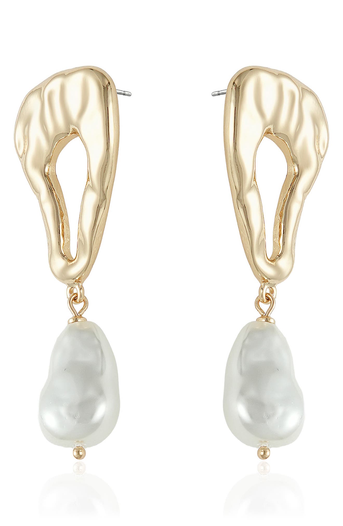 Ettika Abstract Imitation Pearl Drop Earrings (Women) | Nordstromrack