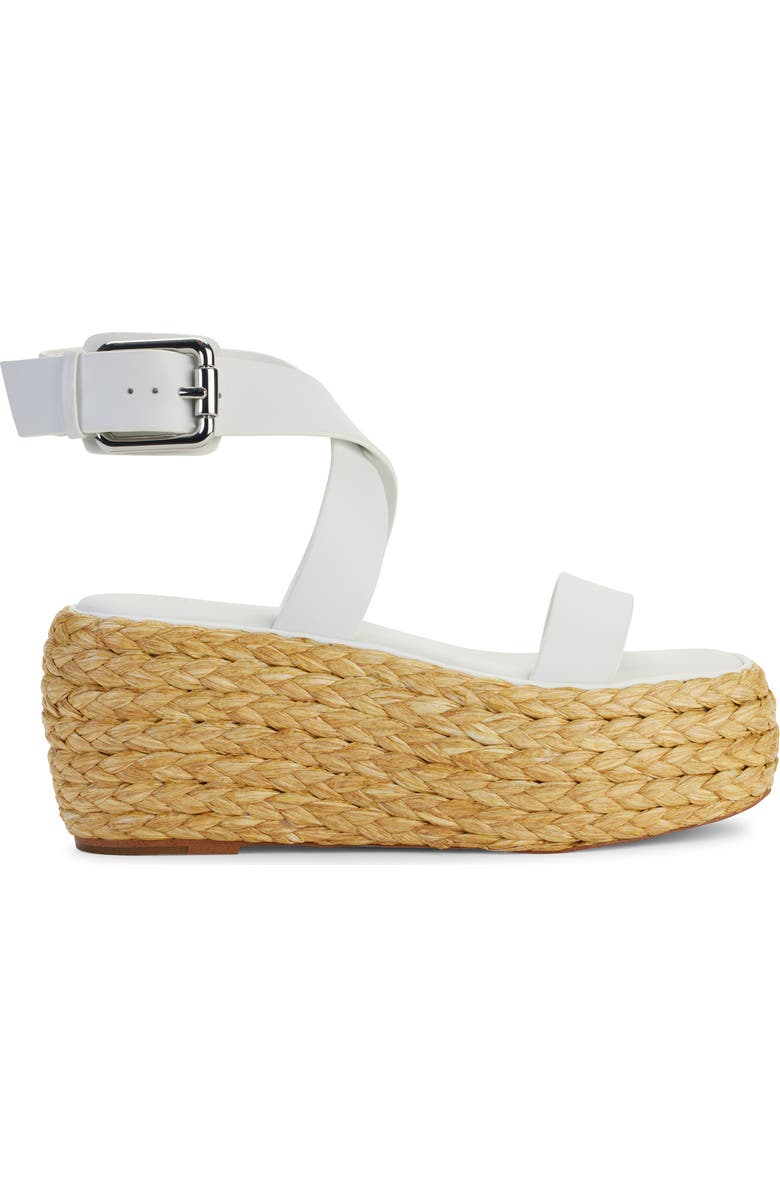 PURE Donna Karan Lolah Ankle Strap Raffia Platform Sandal, Alternate, color, Optic Whit
