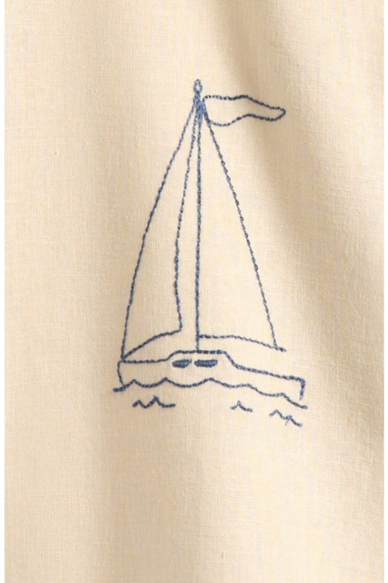 Kids' Embroidered Sailor Camp Shirt, Alternate, color, NATURAL
