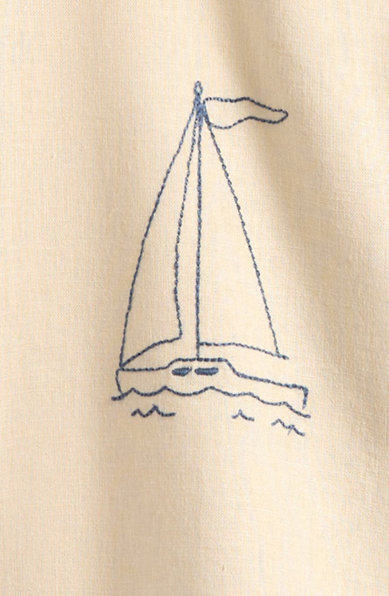 Rylee + Cru Kids' Embroidered Sailor Camp Shirt, Alternate, color, Natural