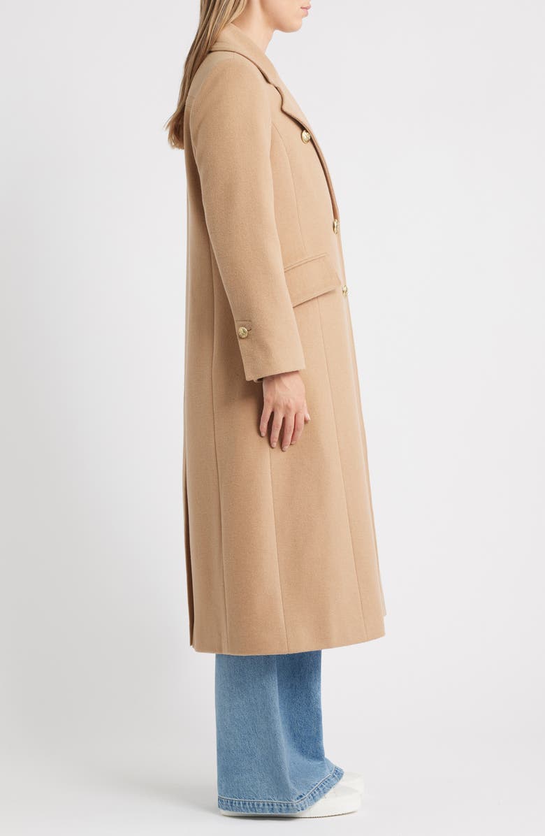 Sam Edelman Doubled Breasted Wool Blend Military Coat, Alternate, color, Camel