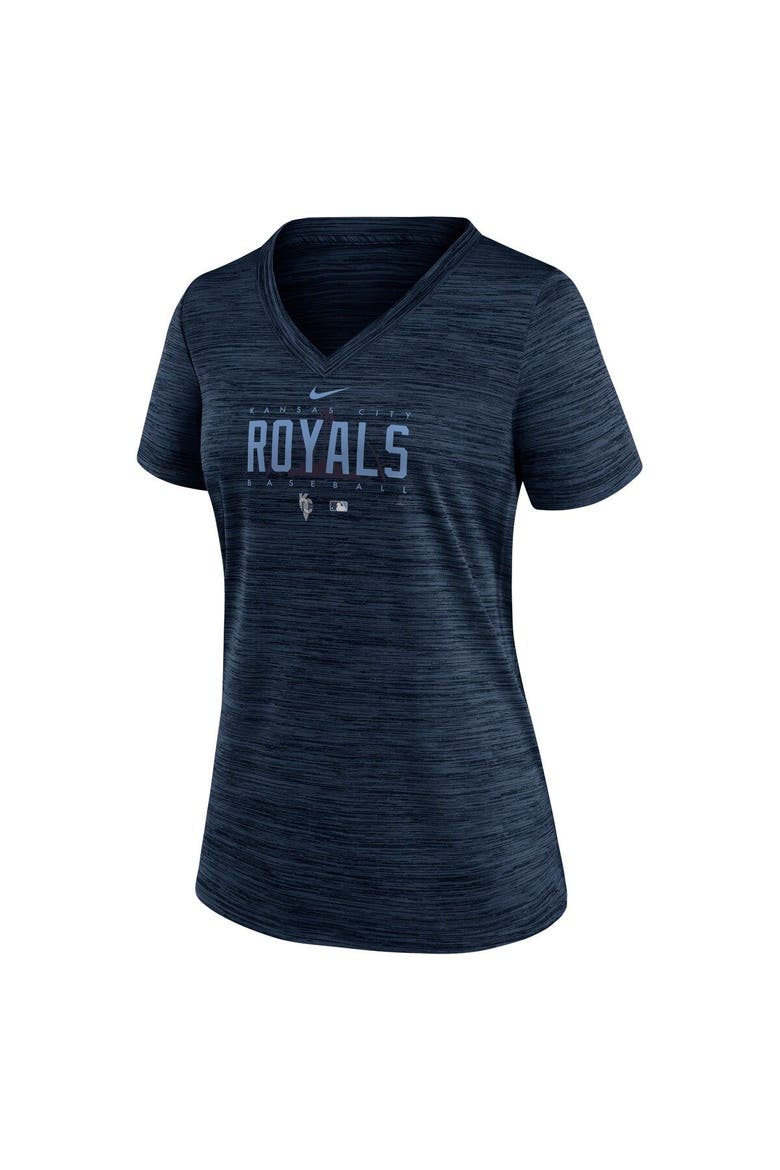 Women's Nike  Navy Kansas City Royals City Connect Velocity Practice Performance V-Neck T-Shirt, Alternate, color, Navy