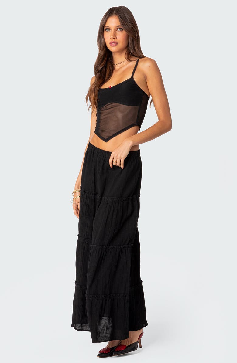 EDIKTED Cressida Sheer Crop Camisole, Alternate, color, Black