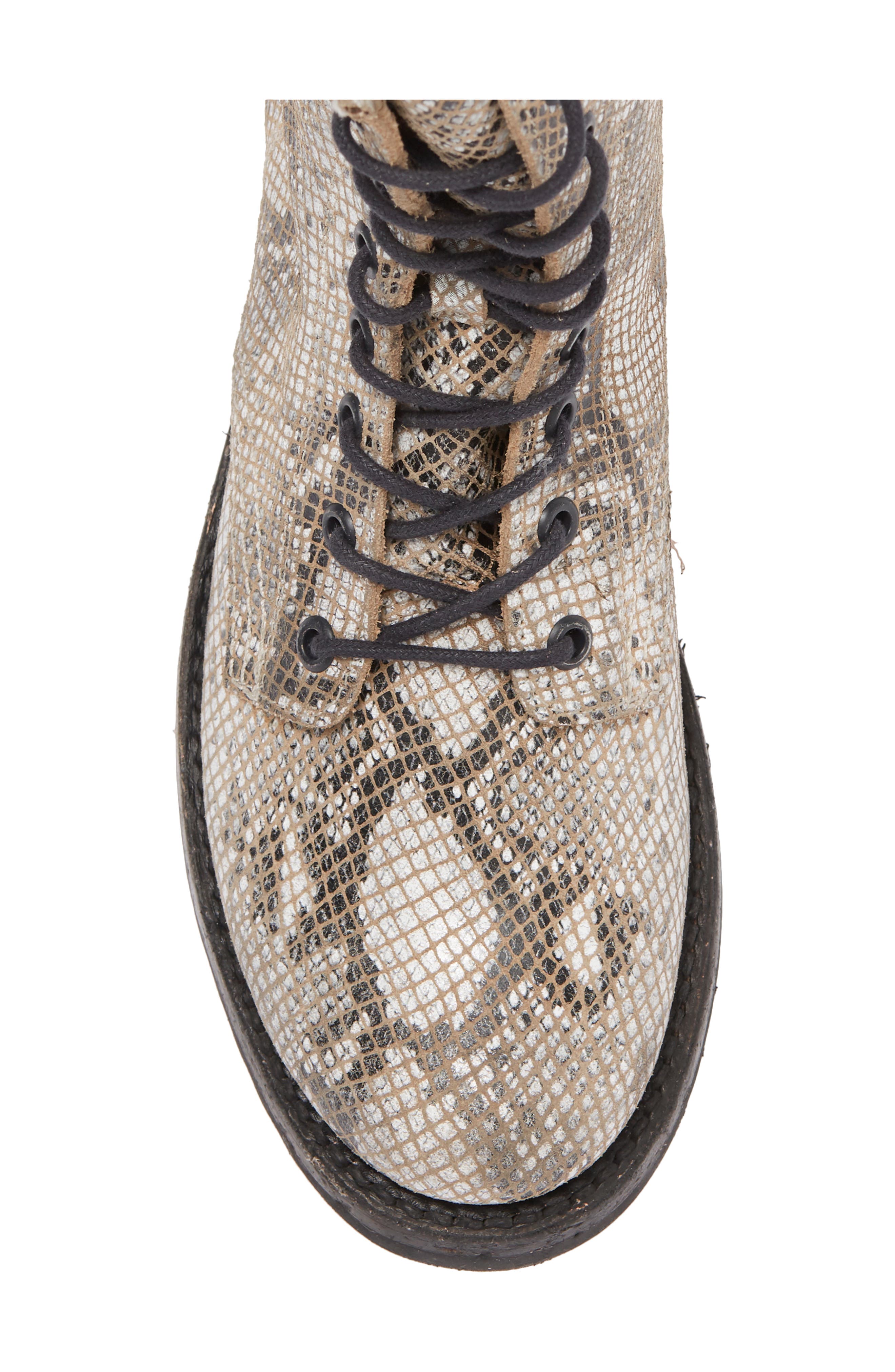 Frye Veronica Snakeskin Print Combat Boot, Alternate, color, 