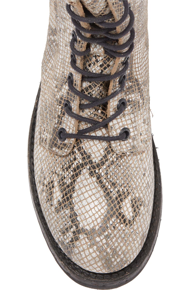Frye Veronica Snakeskin Print Combat Boot, Alternate, color,