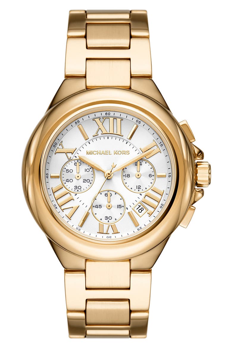 Camille Chronograph Bracelet Watch, 43mm, Main, color, GOLD