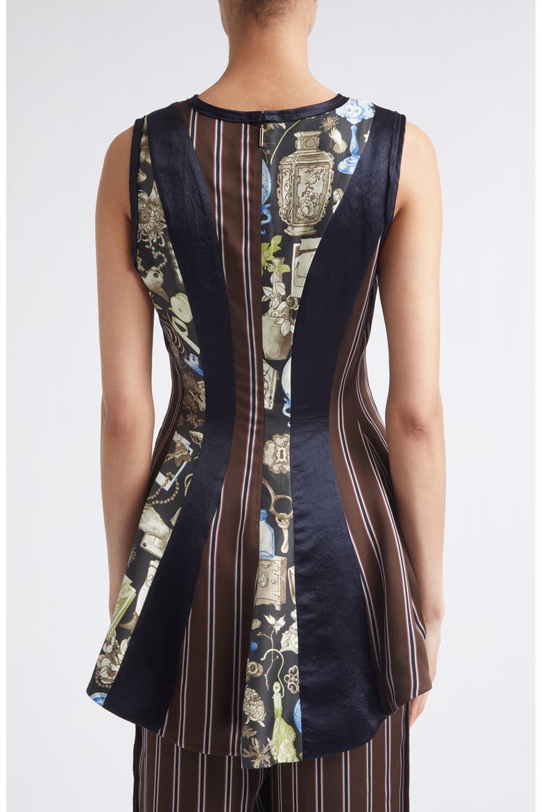 Mixed Media Paneled Silk Top, Alternate, color, DEEP NAVY MULTI