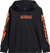 adidas Kids' Flame Graphic Long Sleeve Hooded T-Shirt
