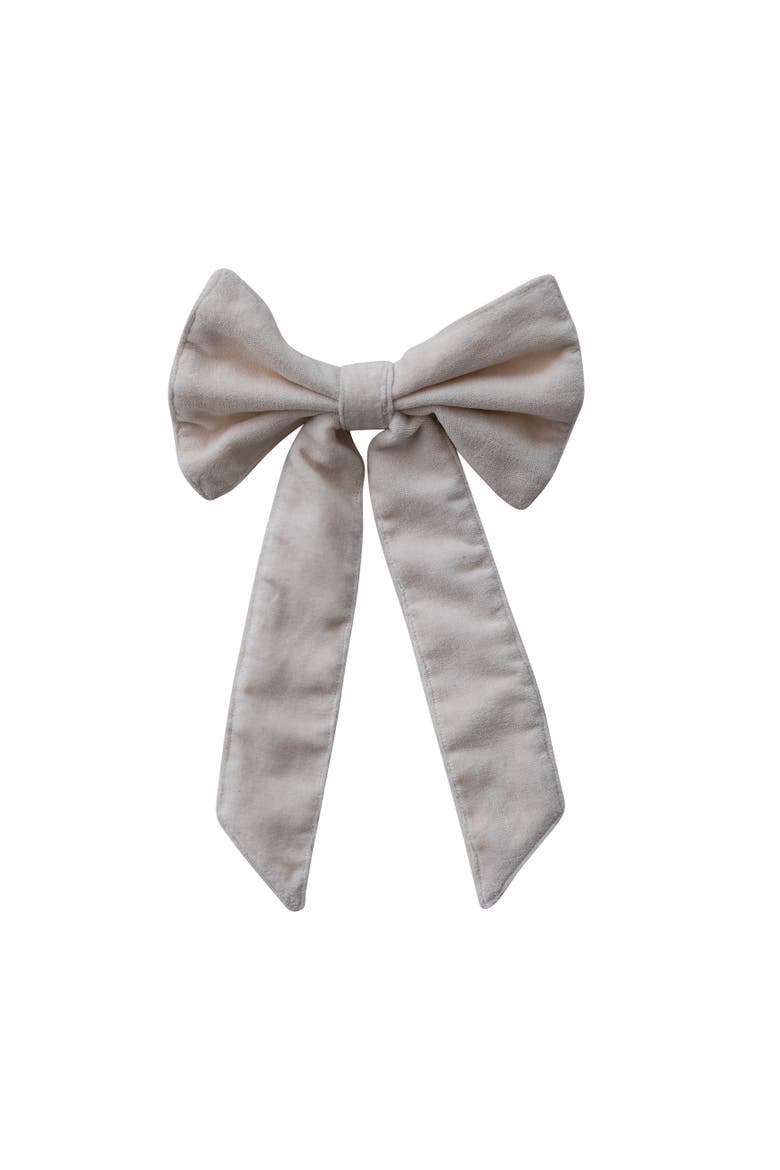 Velvet Cotton Bow with Iron Clip, Main, color, Cream