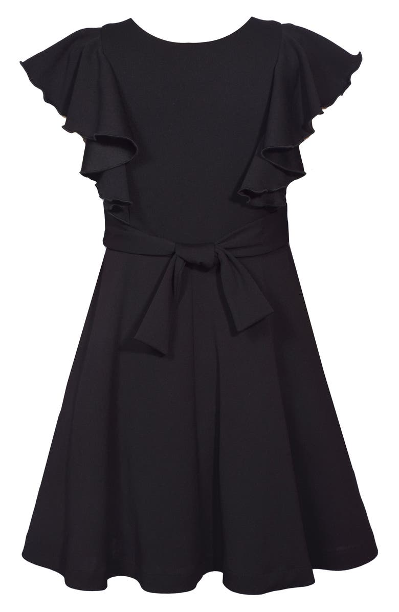 Iris & Ivy Kids' Diamante Flutter Sleeve Skater Party Dress, Alternate, color, Black