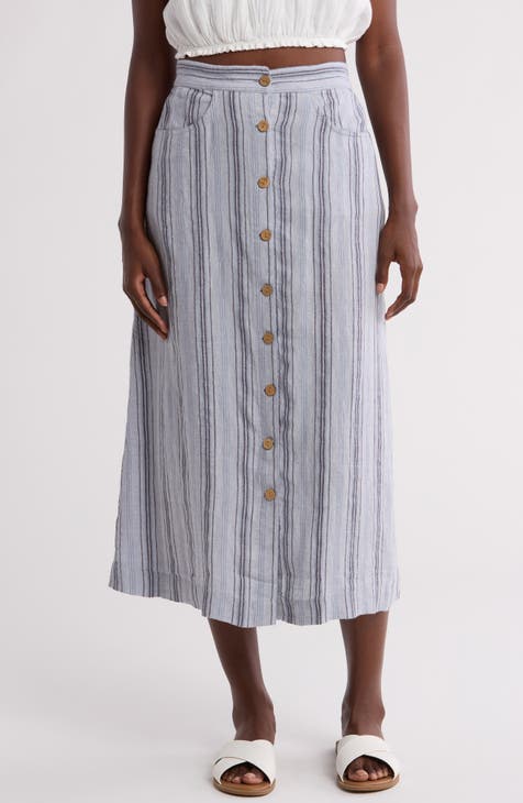 La Jolla Stripe Linen Maxi Skirt