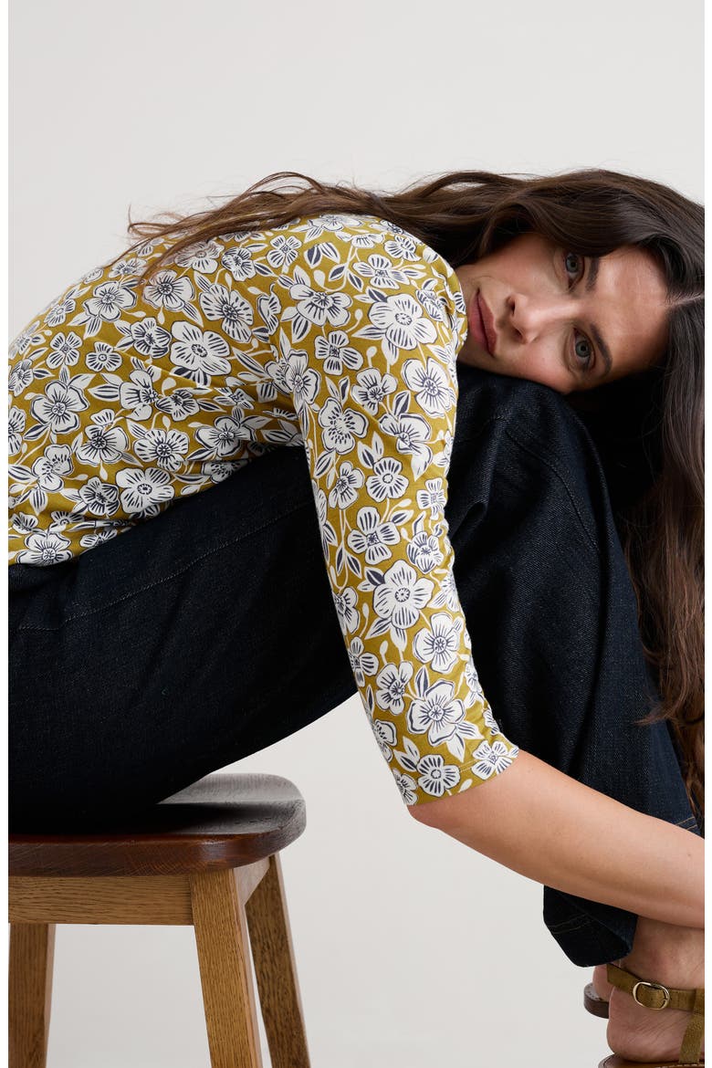Kellow Print Three Quarter Sleeve Jersey Top, Alternate, color, FLORAL TUMBLE PEAR