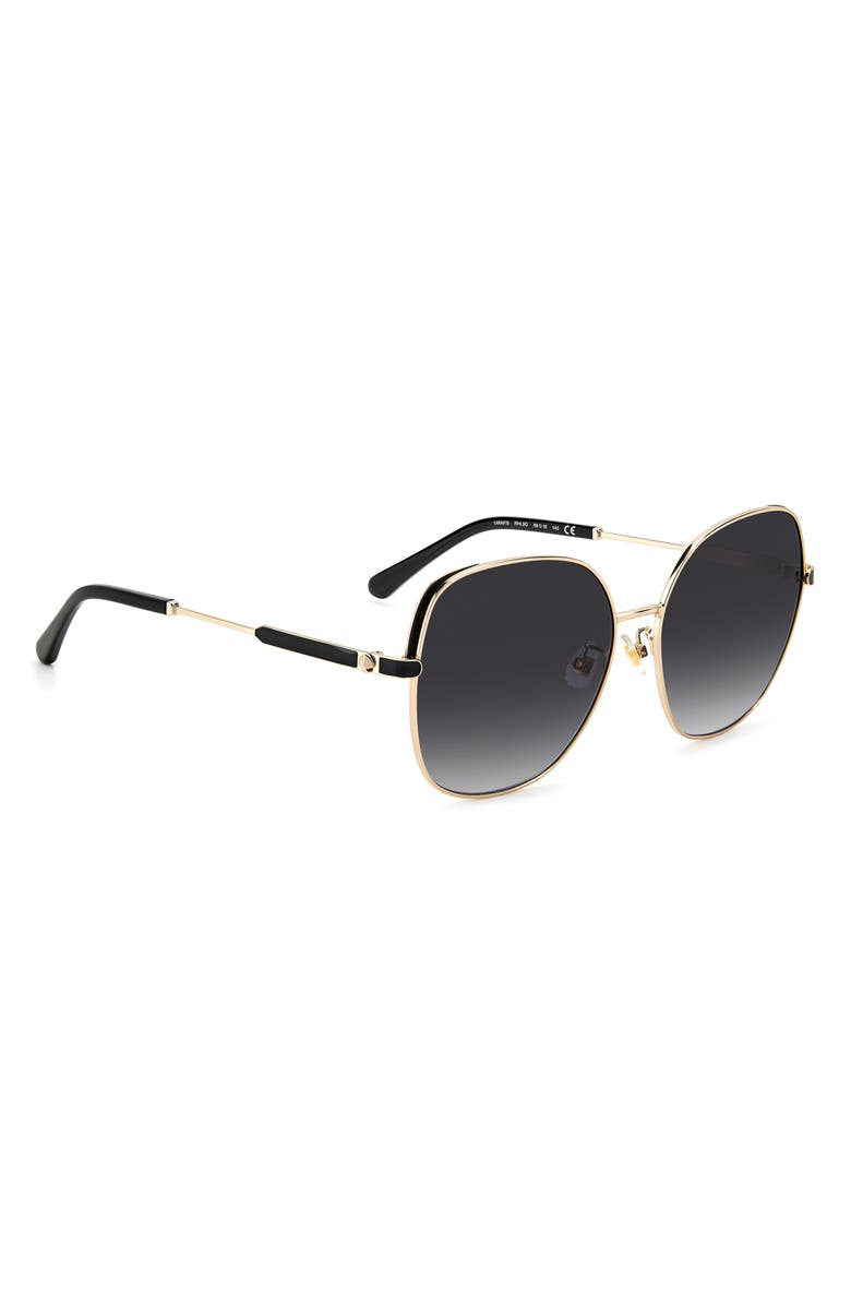 Kate Spade New York 59mm yarafs round sunglasses, Alternate, color, Gold Black/ Grey Shaded