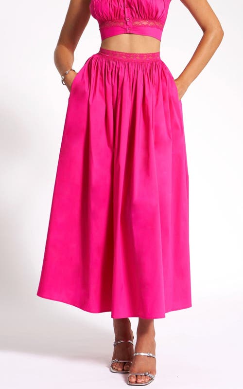 Miss Circle Martha Cotton Poplin Maxi Skirt With Lace Trim In Pink