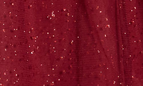 Vince Camuto Bow Glitter Tiered Mesh Cocktail Dress In Red