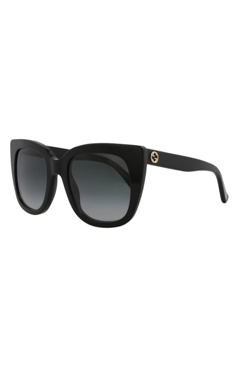 Gucci 51mm Cat Eye Sunglasses, Alternate, color, Black Black Grey