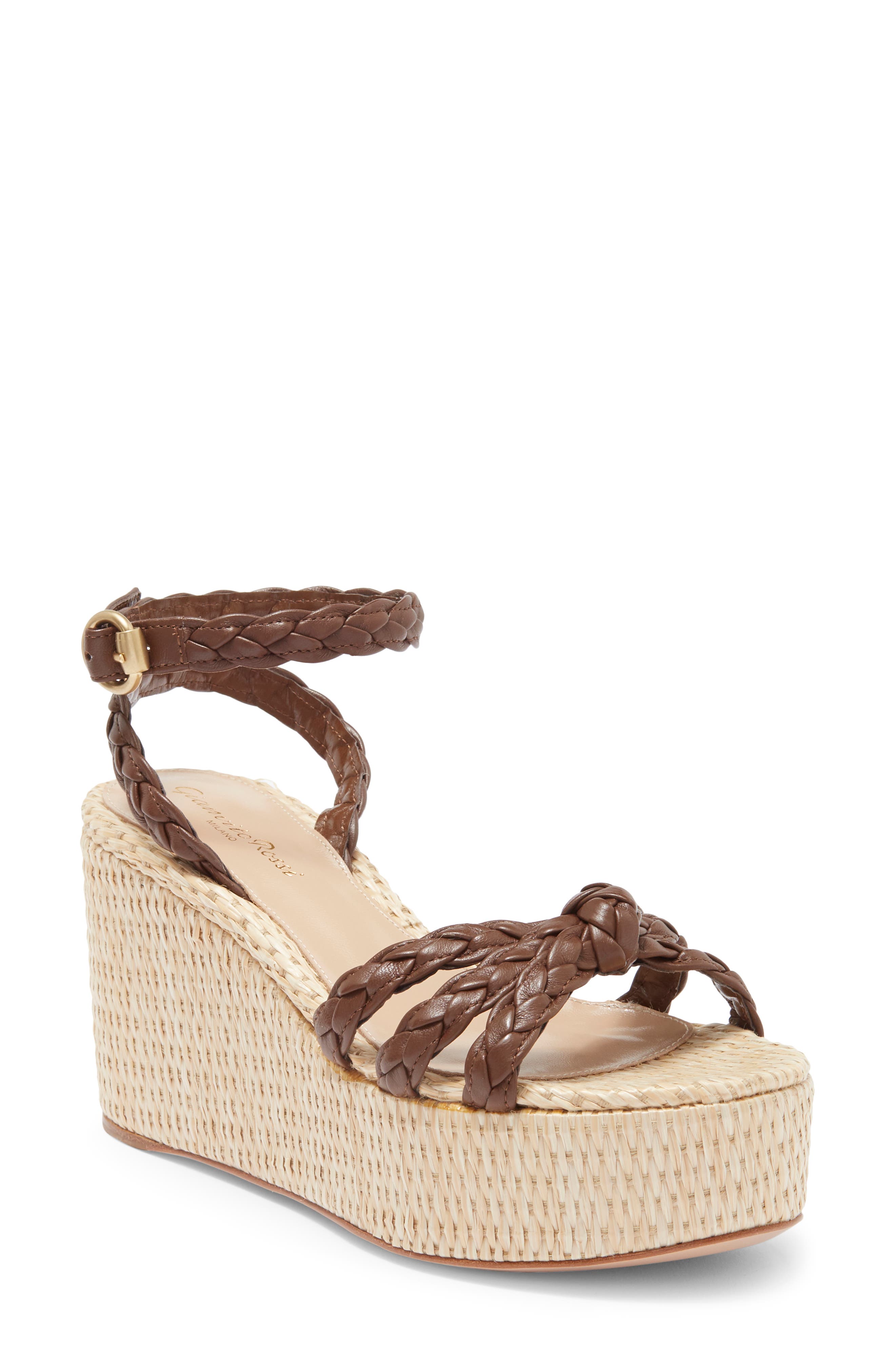 Gianvito Rossi Braided Espadrille Platform Wedge Sandal, Main, color, 