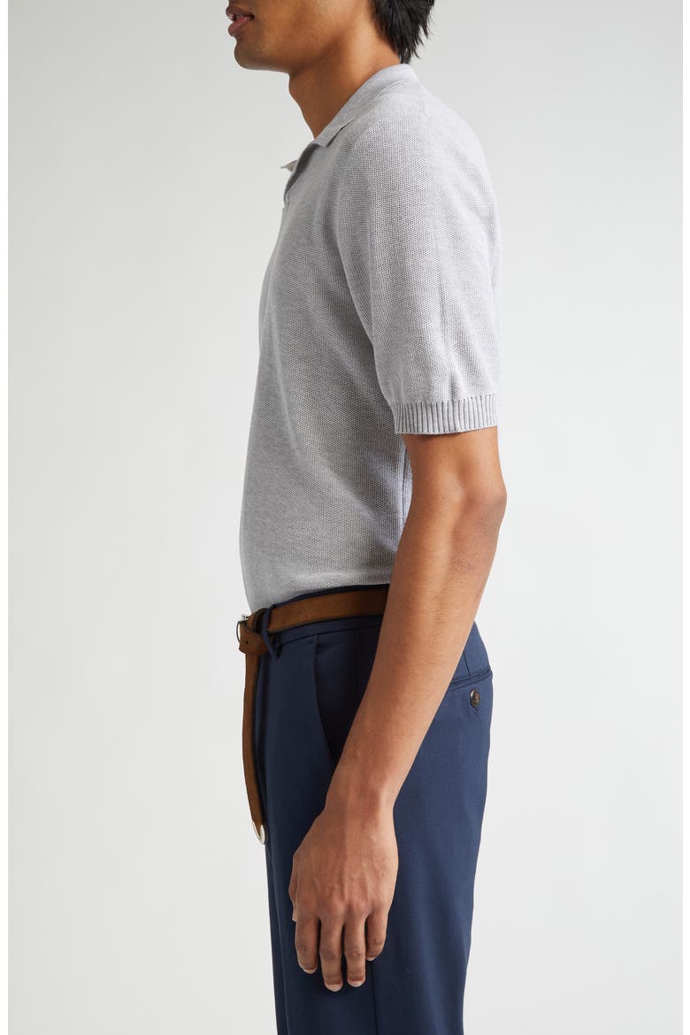 Short Sleeve Polo Sweater, Alternate, color, LIGHT MELANGE GREY