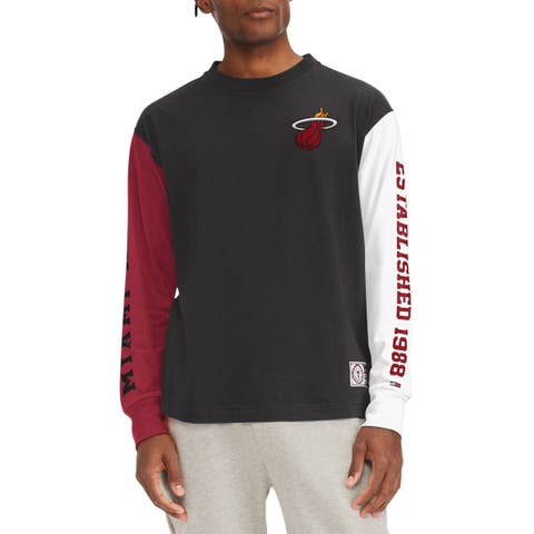 Men's Tommy Jeans Black Miami Heat Richie Color Block Long Sleeve T-Shirt
