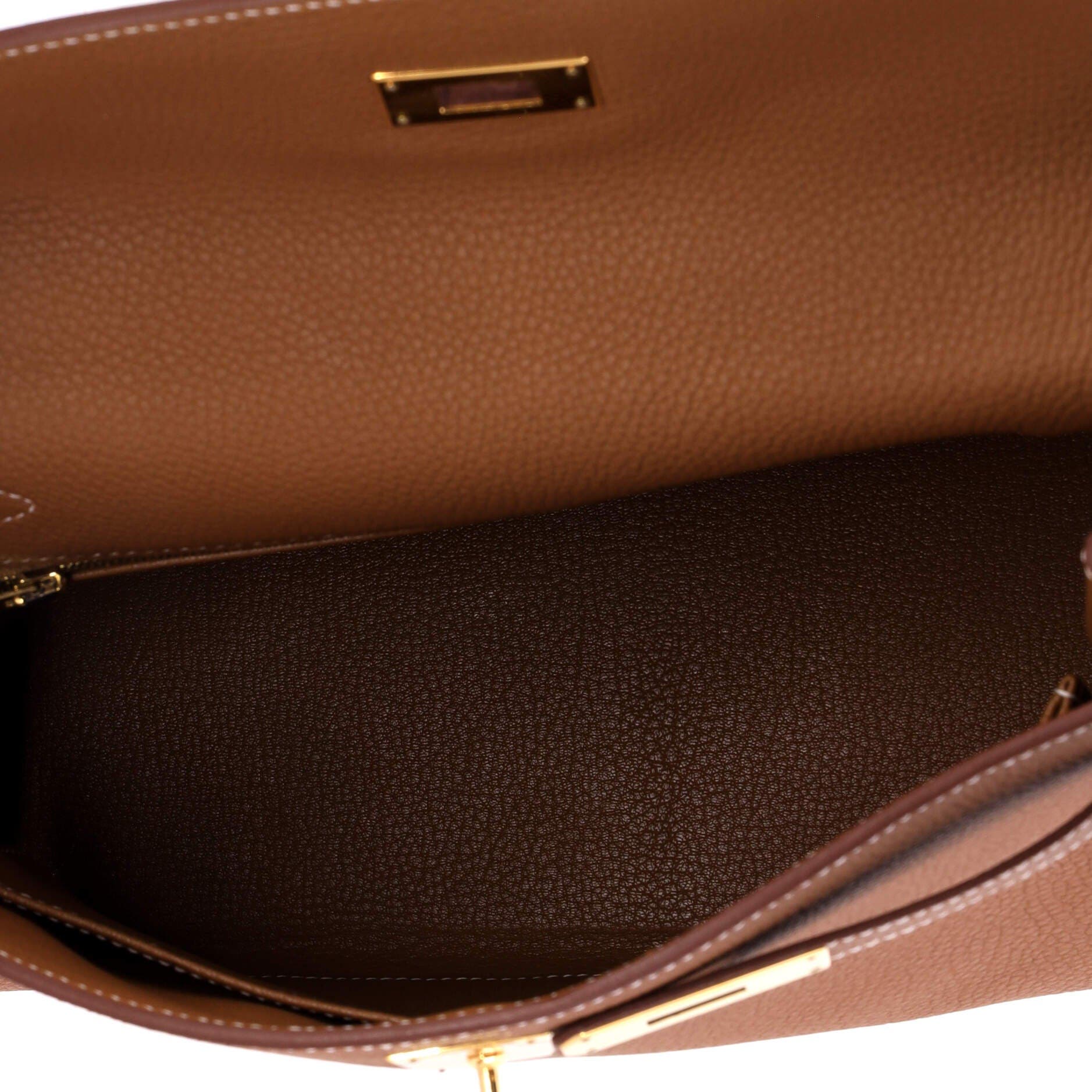 Pre-Owned Hermes Kelly Handbag Brown Togo with Gold Hardware 32, Alternate, color, Gold