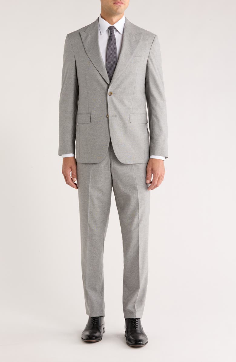 Jack Victor Marcus Peak Lapel Wool & Cotton Blend Suit, Main, color, Light Grey