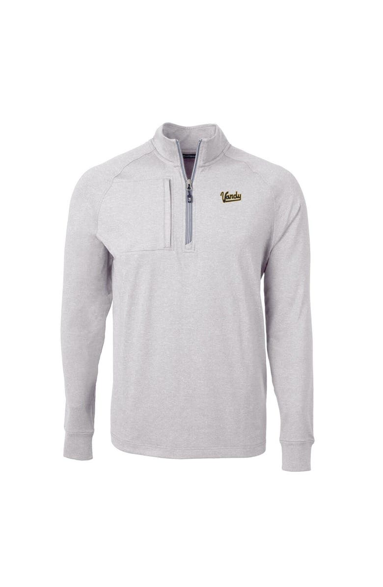 Cutter & Buck Men's Cutter & Buck Heather Gray Vanderbilt Commodores Big & Tall Adapt Eco Knit Heather Quarter-Zip Top, Alternate, color, 