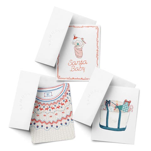 Santa Baby, Santa Sweater, Tote With Presents Winter/Holiday/Christmas Greeting Card Pack Sets (3 ct, Assorted)
