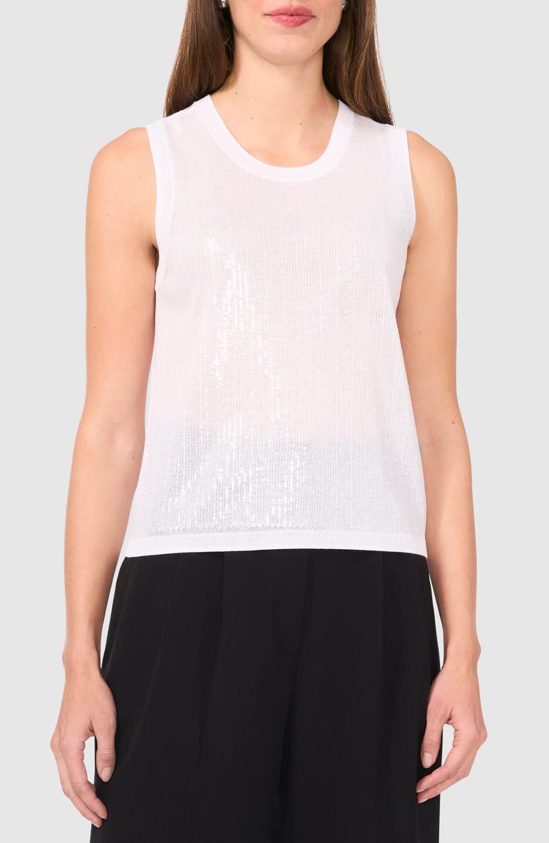 Halogen<sup>®</sup> Sequin Detail Sleeveless Sweater, Main, color, Bright White