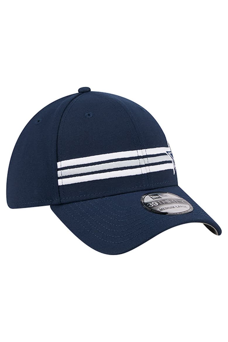 Men's New Era Navy Dallas Cowboys Stripes 39THIRTY Flex Hat, Alternate, color, Navy