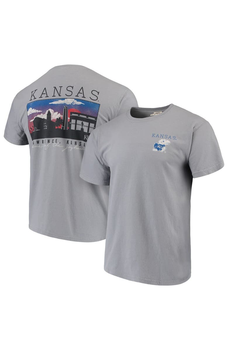 IMAGE ONE Men's Gray Kansas Jayhawks Comfort Colors Campus Scenery T-Shirt, Main, color, 