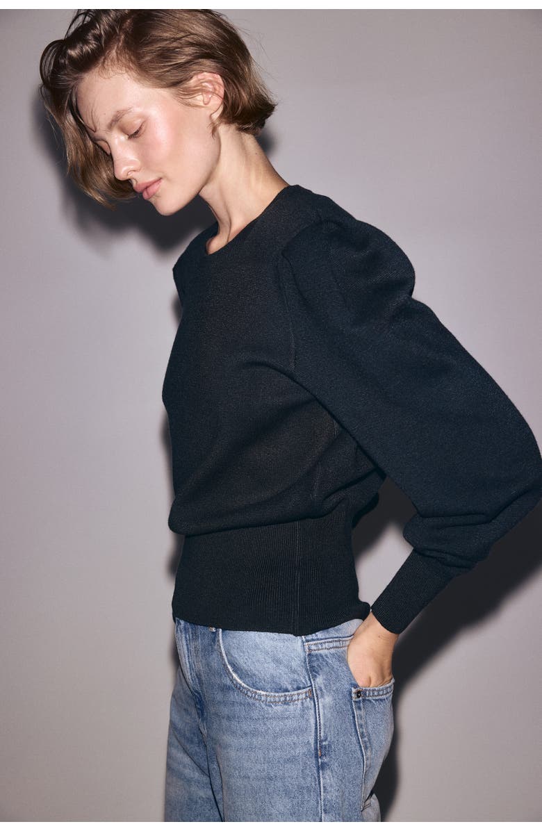 H&M Shoulder-pad Top, Alternate, color, Dark Green